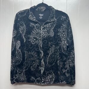 Charter Club Jacket Womens 1X Terry Cloth Paisley Full Zip Soft Stretch Travel